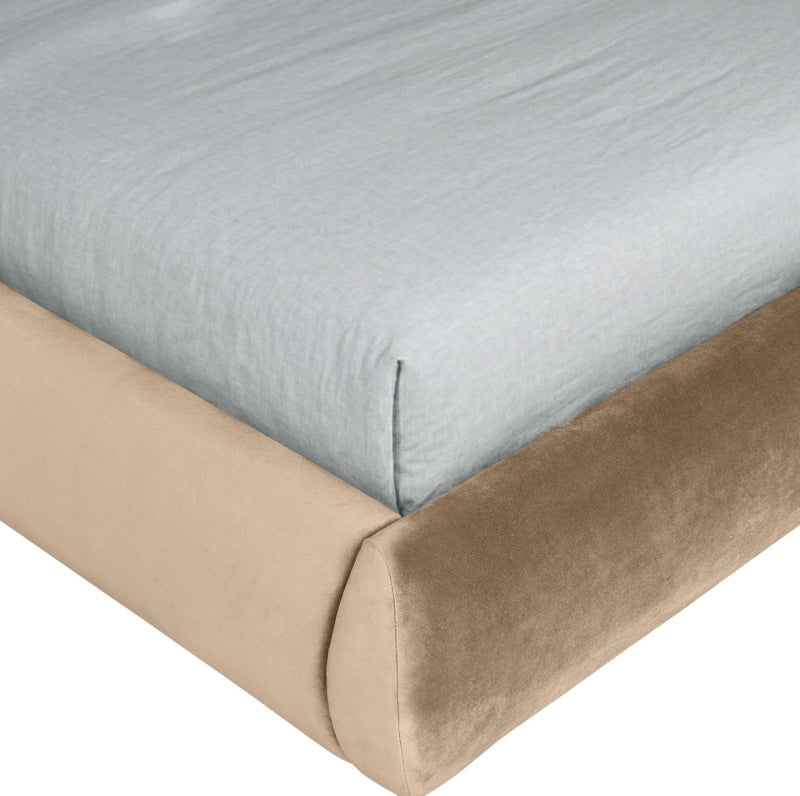 Tempo Velvet Upholstered King Bed in Beige - TempoBeige-K