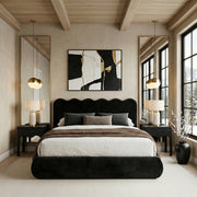 Tempo Velvet Upholstered King Bed in Black - TempoBlack-K