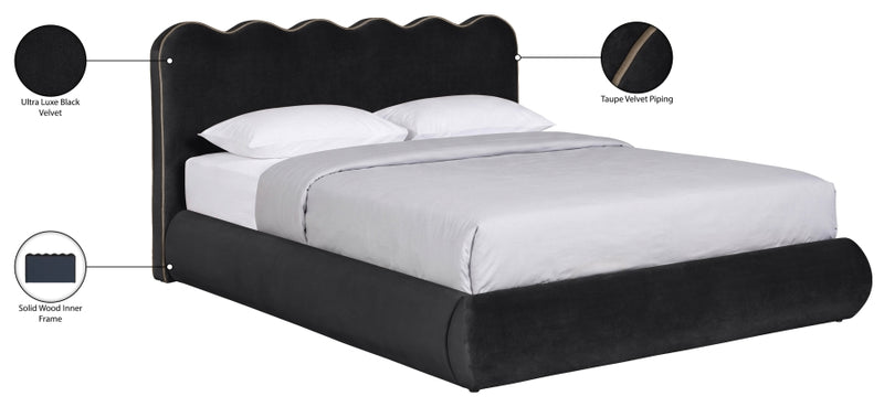 Tempo Velvet Upholstered King Bed in Black - TempoBlack-K