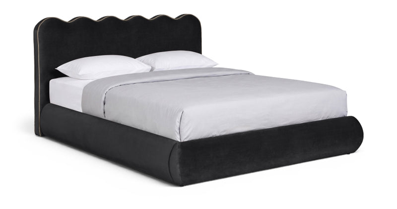 Tempo Velvet Upholstered King Bed in Black - TempoBlack-K