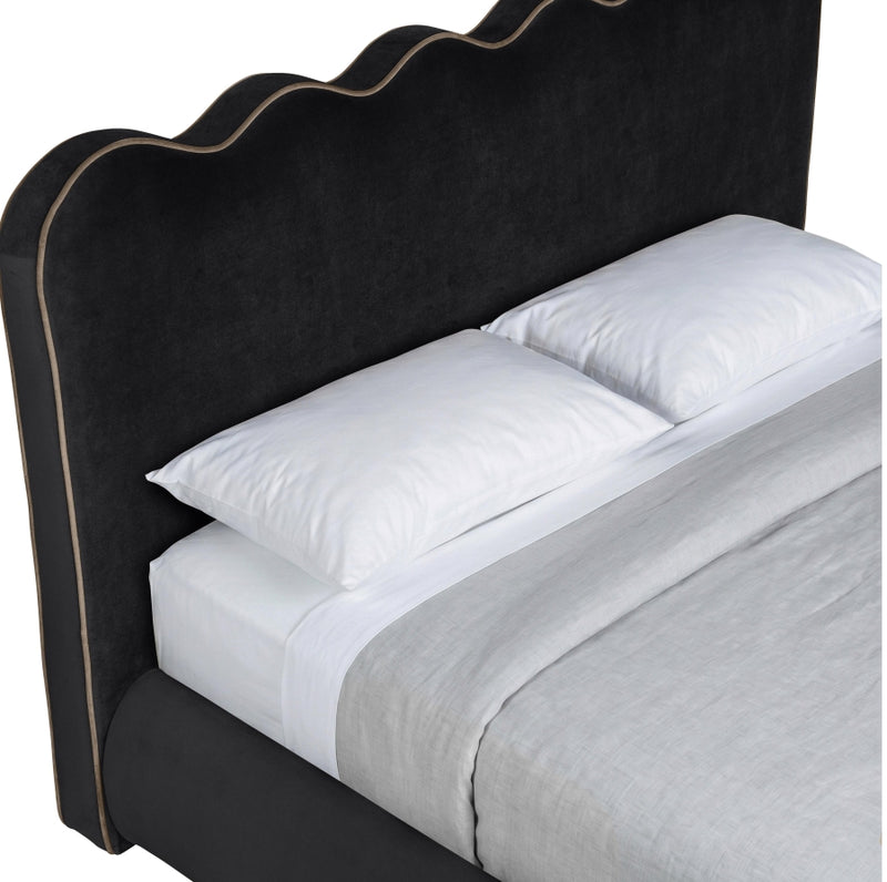 Tempo Velvet Upholstered King Bed in Black - TempoBlack-K