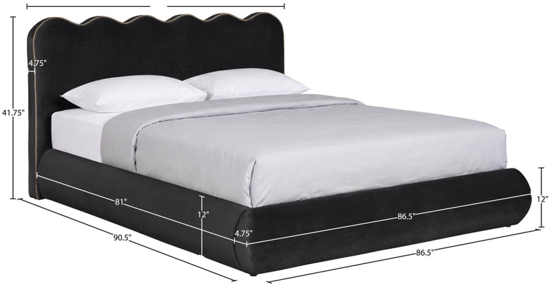 Tempo Velvet Upholstered King Bed in Black - TempoBlack-K