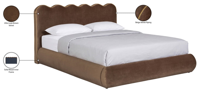 Tempo Velvet Upholstered King Bed in Brown - TempoBrown-K