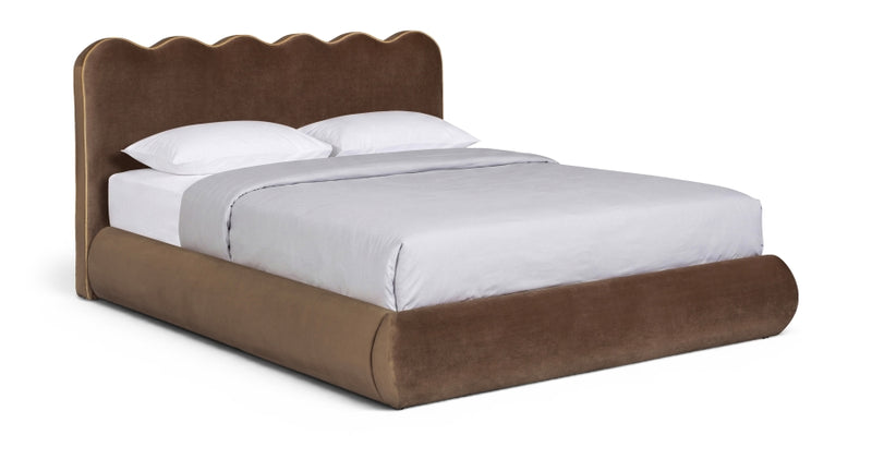 Tempo Velvet Upholstered King Bed in Brown - TempoBrown-K