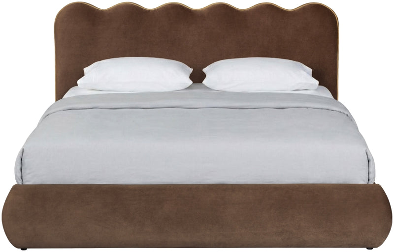 Tempo Velvet Upholstered King Bed in Brown - TempoBrown-K
