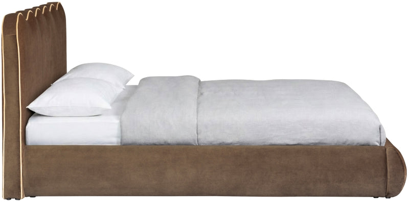 Tempo Velvet Upholstered King Bed in Brown - TempoBrown-K