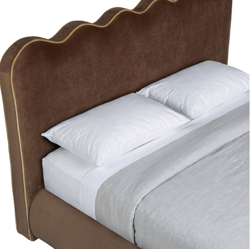 Tempo Velvet Upholstered King Bed in Brown - TempoBrown-K