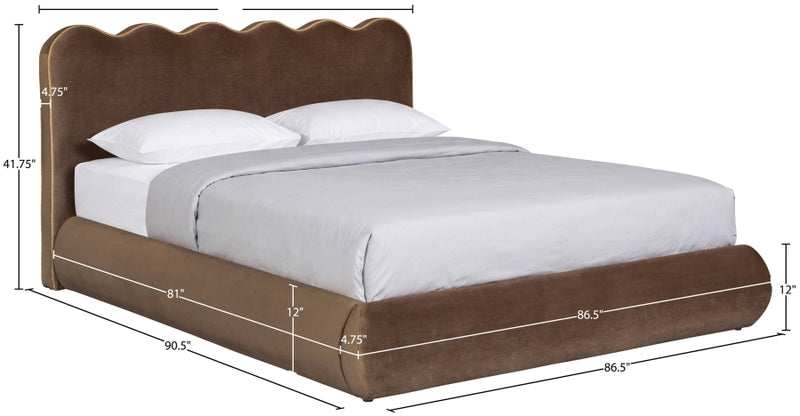 Tempo Velvet Upholstered King Bed in Brown - TempoBrown-K