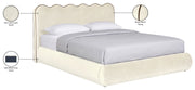 Tempo Velvet Upholstered King Bed in Cream - TempoCream-K