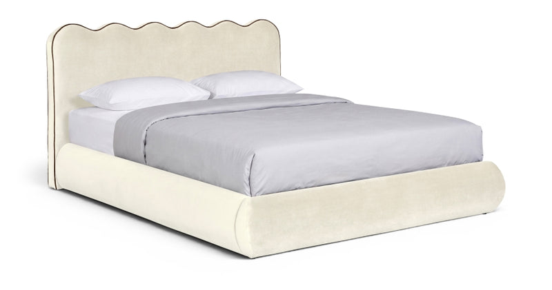 Tempo Velvet Upholstered King Bed in Cream - TempoCream-K