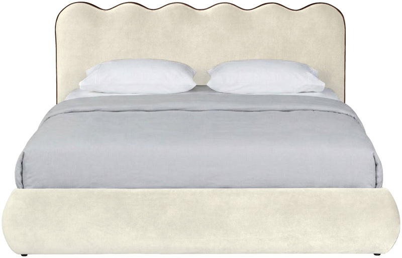 Tempo Velvet Upholstered King Bed in Cream - TempoCream-K
