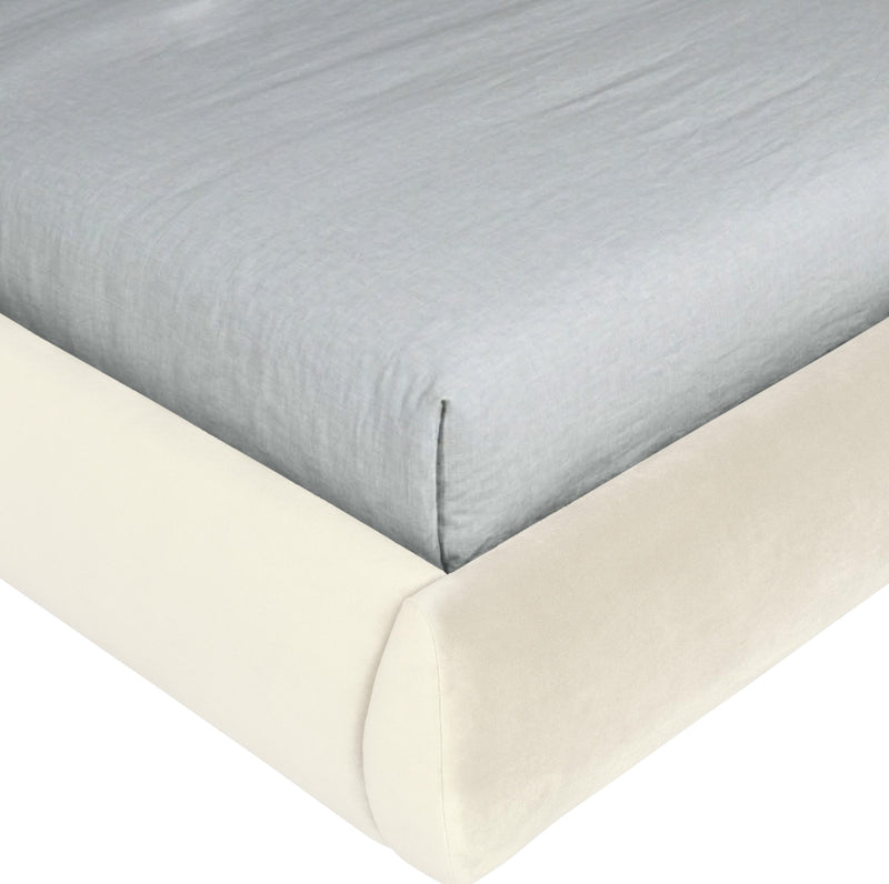 Tempo Velvet Upholstered King Bed in Cream - TempoCream-K