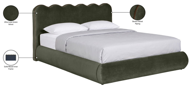 Tempo Velvet Upholstered King Bed in Green - TempoGreen-K