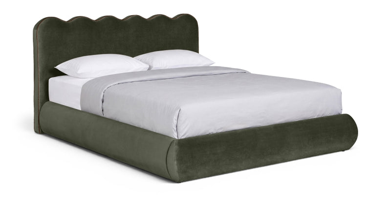 Tempo Velvet Upholstered King Bed in Green - TempoGreen-K