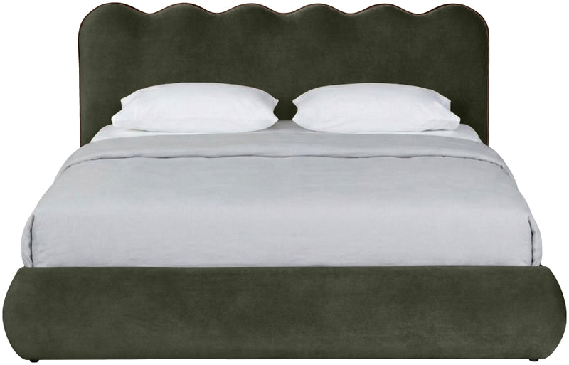 Tempo Velvet Upholstered King Bed in Green - TempoGreen-K