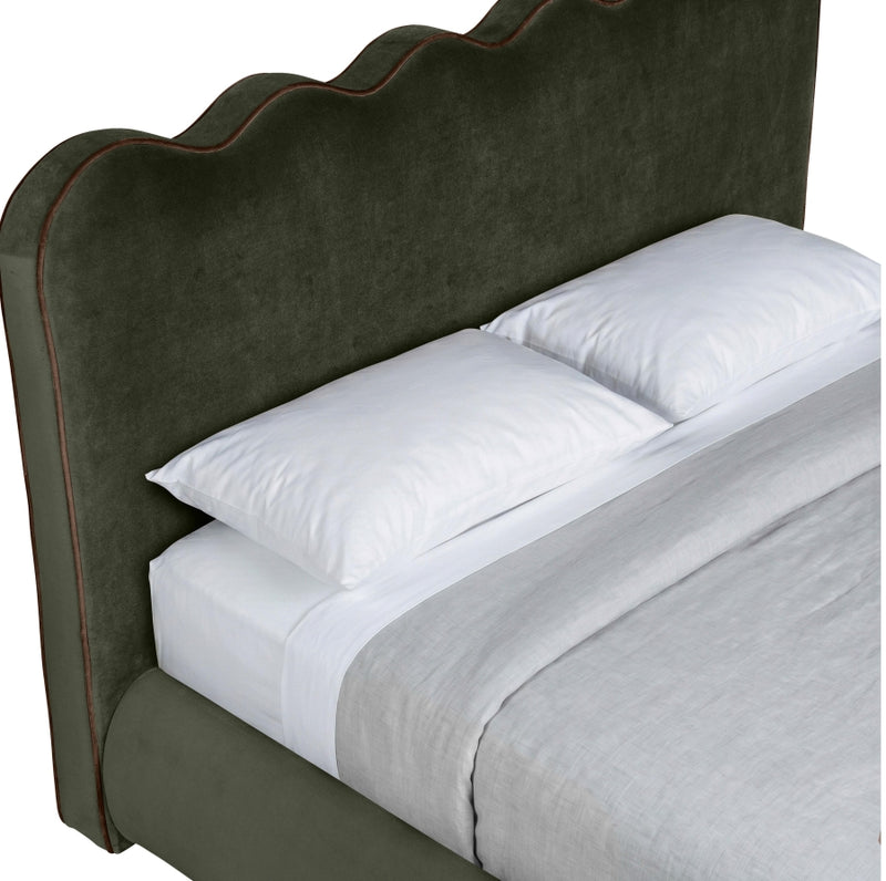Tempo Velvet Upholstered King Bed in Green - TempoGreen-K