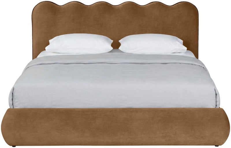 Tempo Velvet Upholstered King Bed in Saddle - TempoSaddle-K