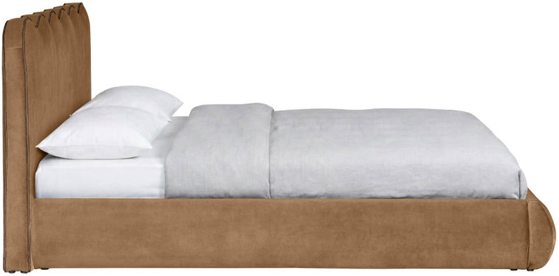Tempo Velvet Upholstered King Bed in Saddle - TempoSaddle-K