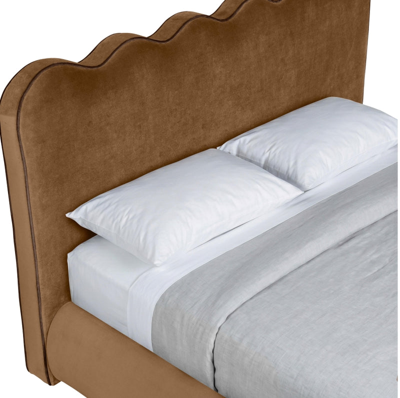 Tempo Velvet Upholstered King Bed in Saddle - TempoSaddle-K