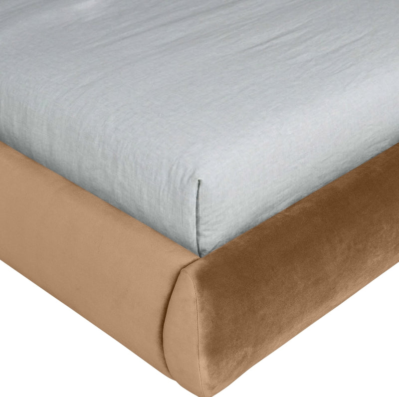 Tempo Velvet Upholstered King Bed in Saddle - TempoSaddle-K