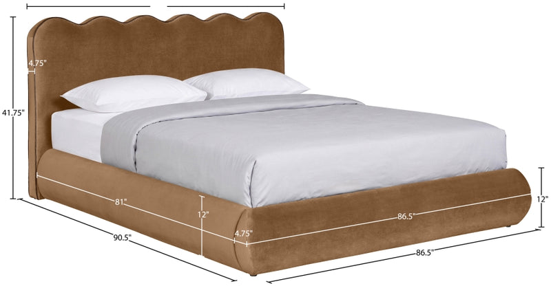 Tempo Velvet Upholstered King Bed in Saddle - TempoSaddle-K