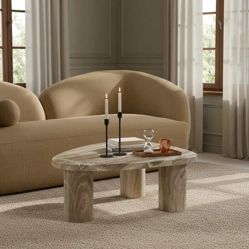 Teramo Concrete Indoor/Outdoor Coffee Table in Beige - 99090Beige-CT13