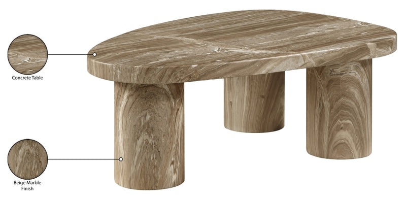 Teramo Concrete Indoor/Outdoor Coffee Table in Beige - 99090Beige-CT13