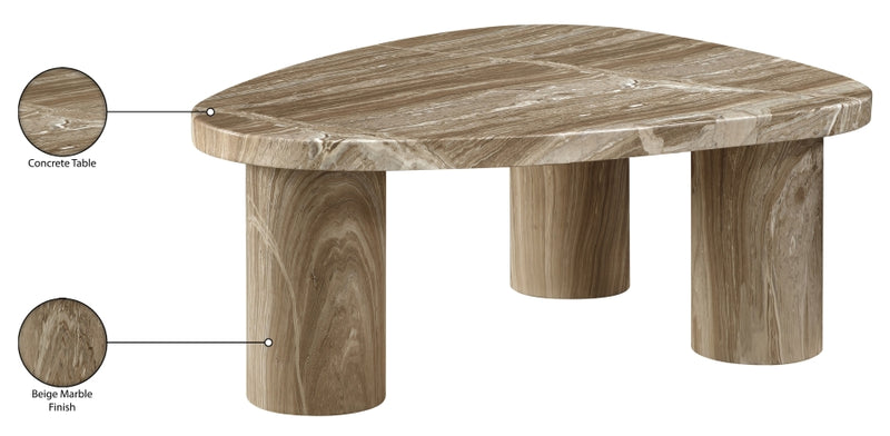 Teramo Concrete Indoor/Outdoor Coffee Table in Beige - 99090Beige-CT15