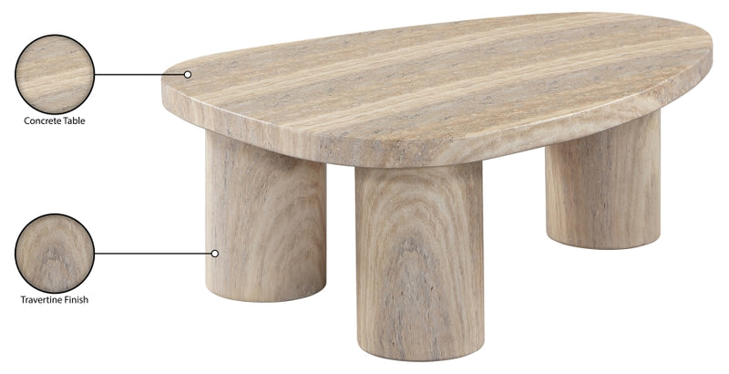 Teramo Concrete Indoor/Outdoor Coffee Table in Travertine - 99090Travertine-CT13