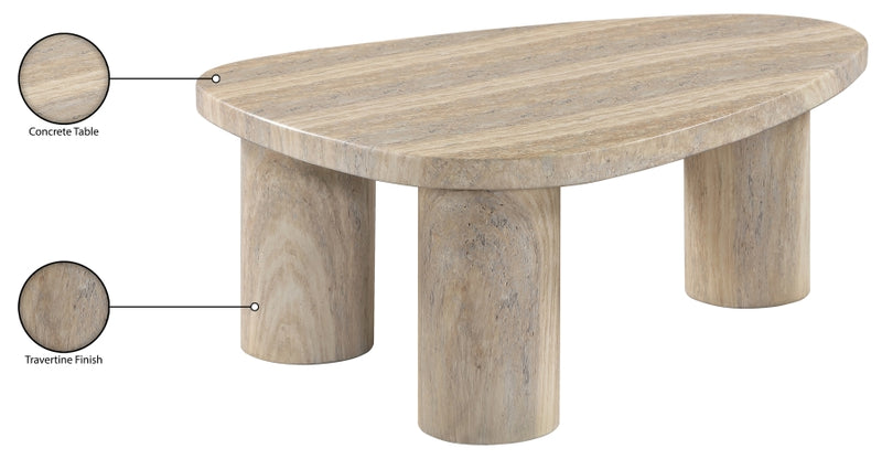 Teramo Concrete Indoor/Outdoor Coffee Table in Travertine - 99090Travertine-CT15