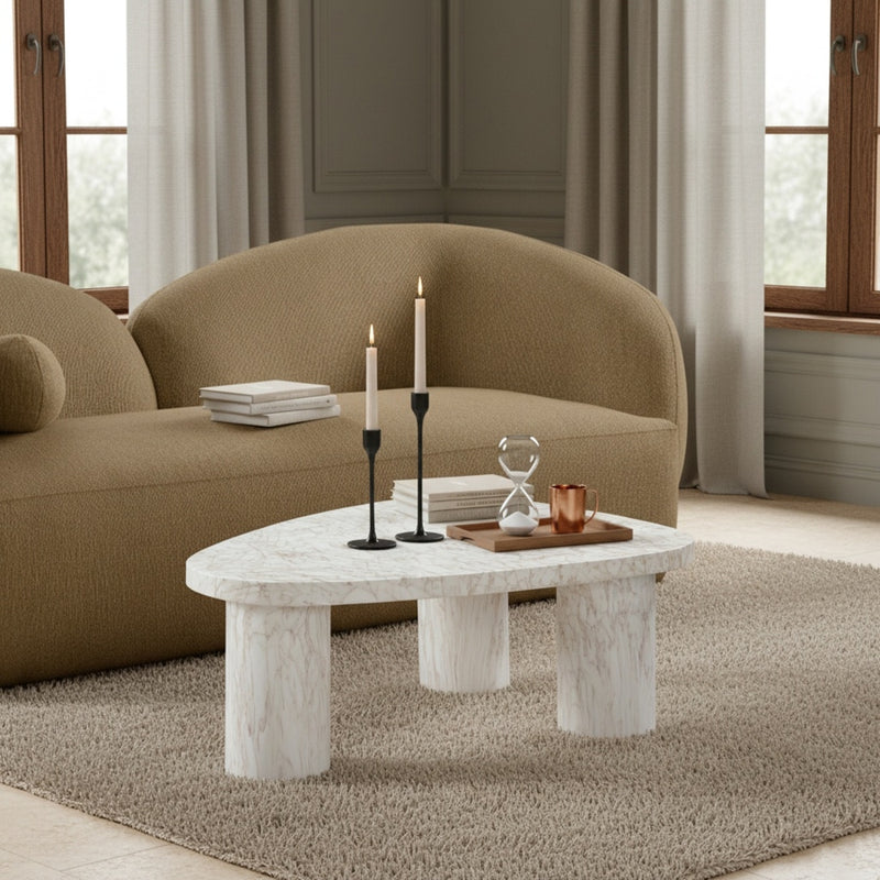 Teramo Concrete Indoor/Outdoor Coffee Table in White - 99090White-CT13