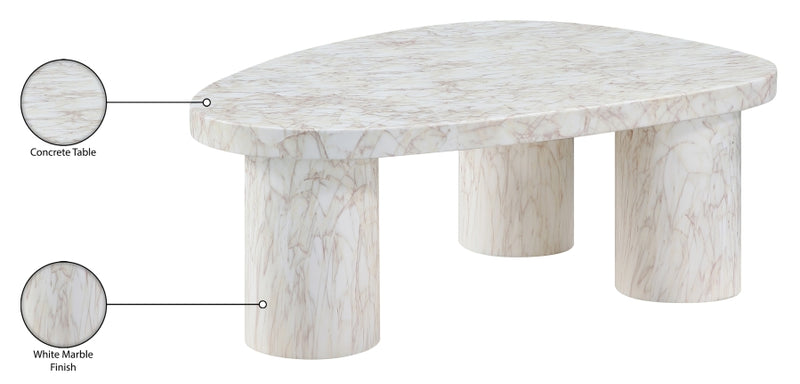 Teramo Concrete Indoor/Outdoor Coffee Table in White - 99090White-CT13