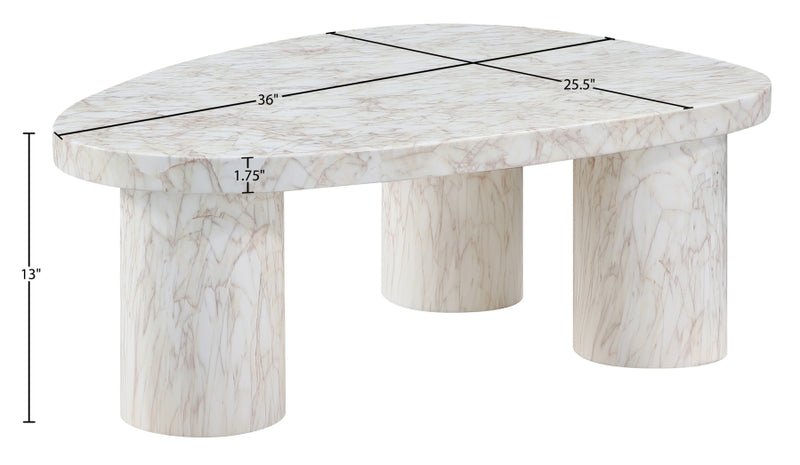 Teramo Concrete Indoor/Outdoor Coffee Table in White - 99090White-CT13