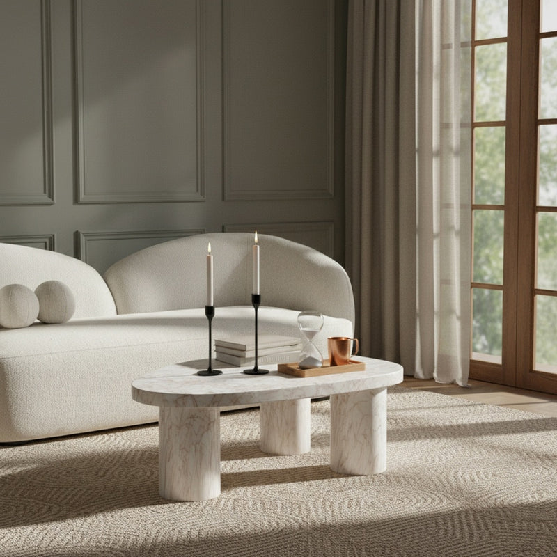 Teramo Concrete Indoor/Outdoor Coffee Table in White - 99090White-CT15