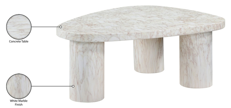 Teramo Concrete Indoor/Outdoor Coffee Table in White - 99090White-CT15