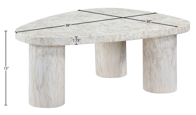 Teramo Concrete Indoor/Outdoor Coffee Table in White - 99090White-CT15