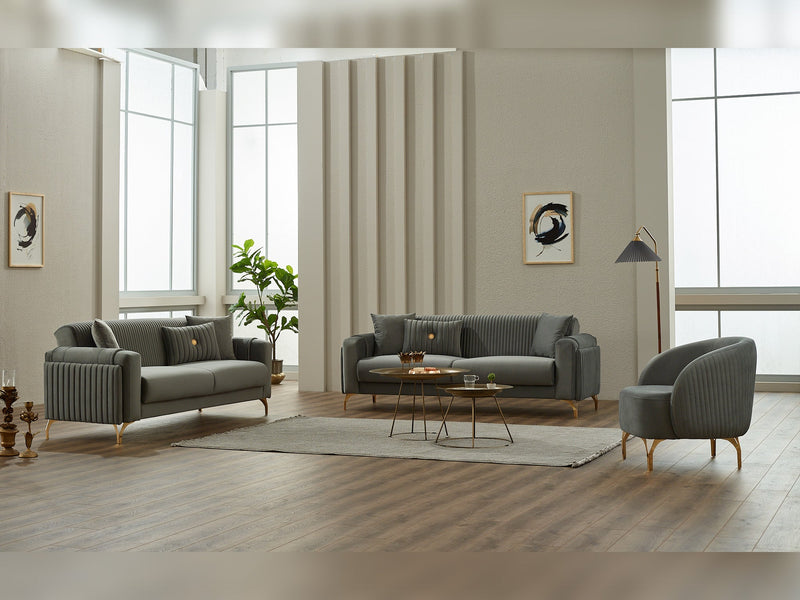 Terra 3-pieces (Sofa & Loveseat & Chair) Livingroom in Grey - 200-SIM-TER-ANKA152-321
