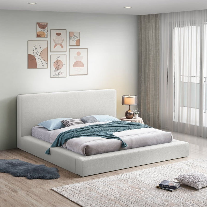 Terra Boucle Fabric King Bed Cream - Gate FurnitureKing Bed