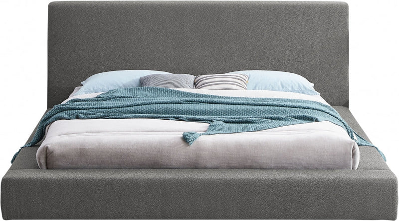 Terra Boucle Fabric King Bed Grey - Gate FurnitureKing Bed