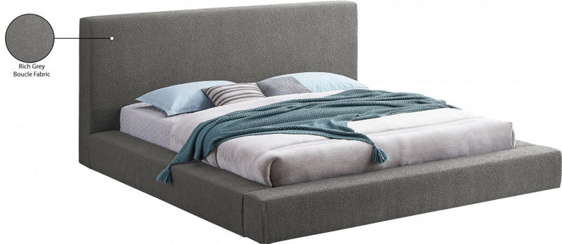 Terra Boucle Fabric King Bed Grey - Gate FurnitureKing Bed