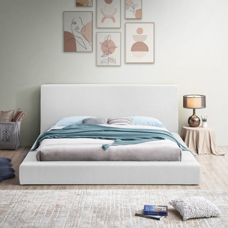 Terra Boucle Fabric King Bed White - Gate FurnitureKing Bed