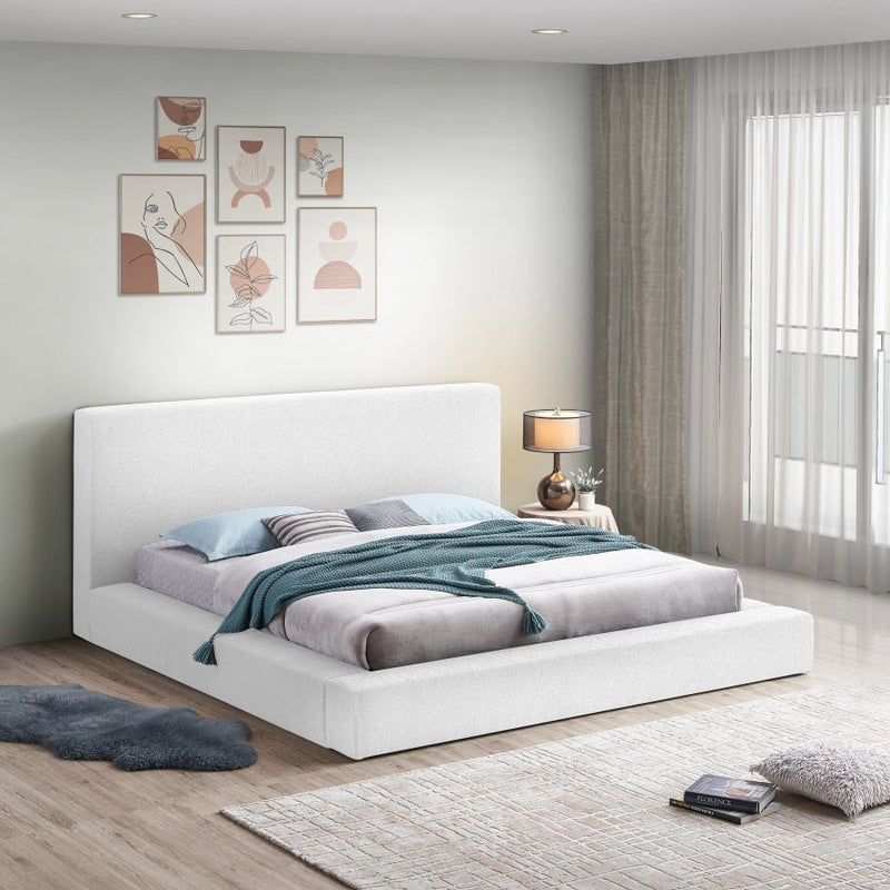 Terra Boucle Fabric King Bed White - Gate FurnitureKing Bed