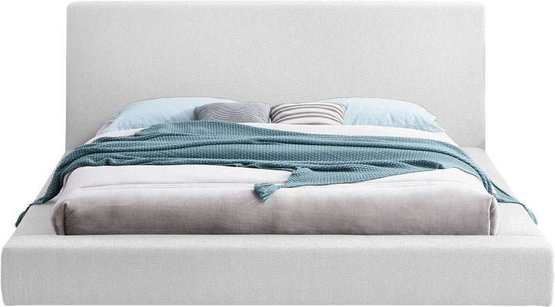 Terra Boucle Fabric King Bed White - Gate FurnitureKing Bed