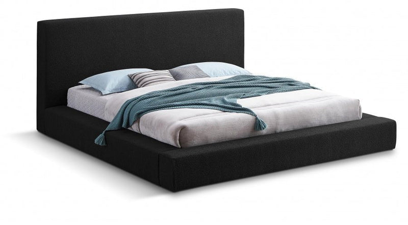 Terra Boucle Fabric Queen Bed Black - Gate FurnitureQueen Bed