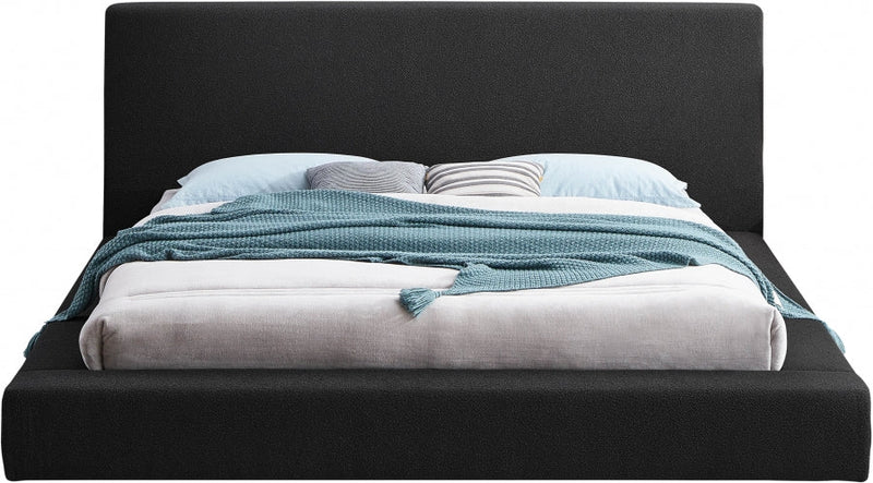 Terra Boucle Fabric Queen Bed Black - Gate FurnitureQueen Bed