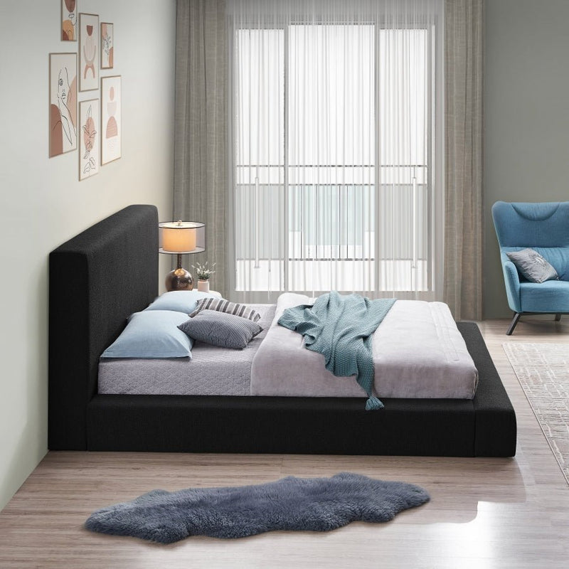 Terra Boucle Fabric Queen Bed Black - Gate FurnitureQueen Bed