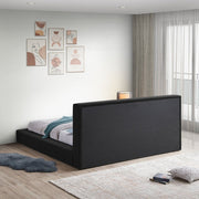 Terra Boucle Fabric Queen Bed Black - Gate FurnitureQueen Bed