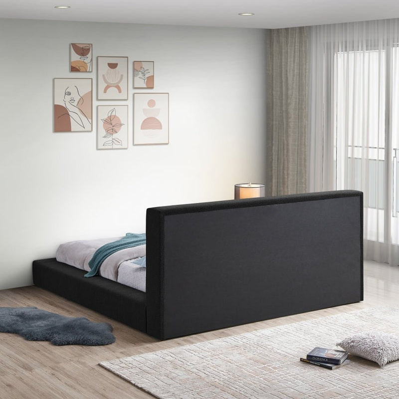 Terra Boucle Fabric Queen Bed Black - Gate FurnitureQueen Bed