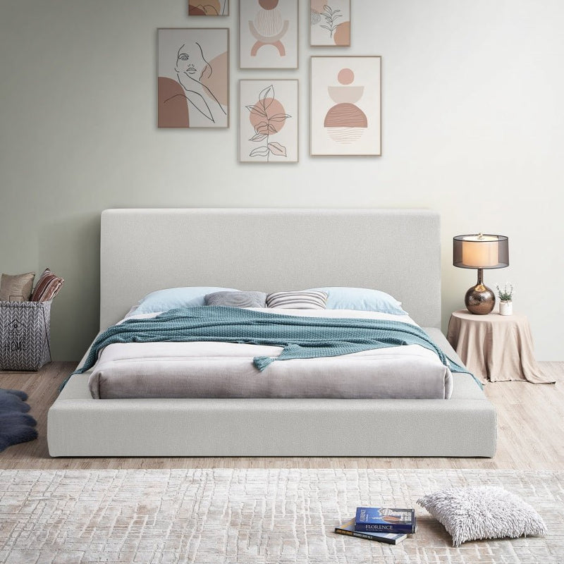 Terra Boucle Fabric Queen Bed Cream - Gate FurnitureQueen Bed