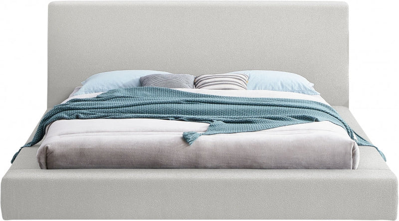 Terra Boucle Fabric Queen Bed Cream - Gate FurnitureQueen Bed